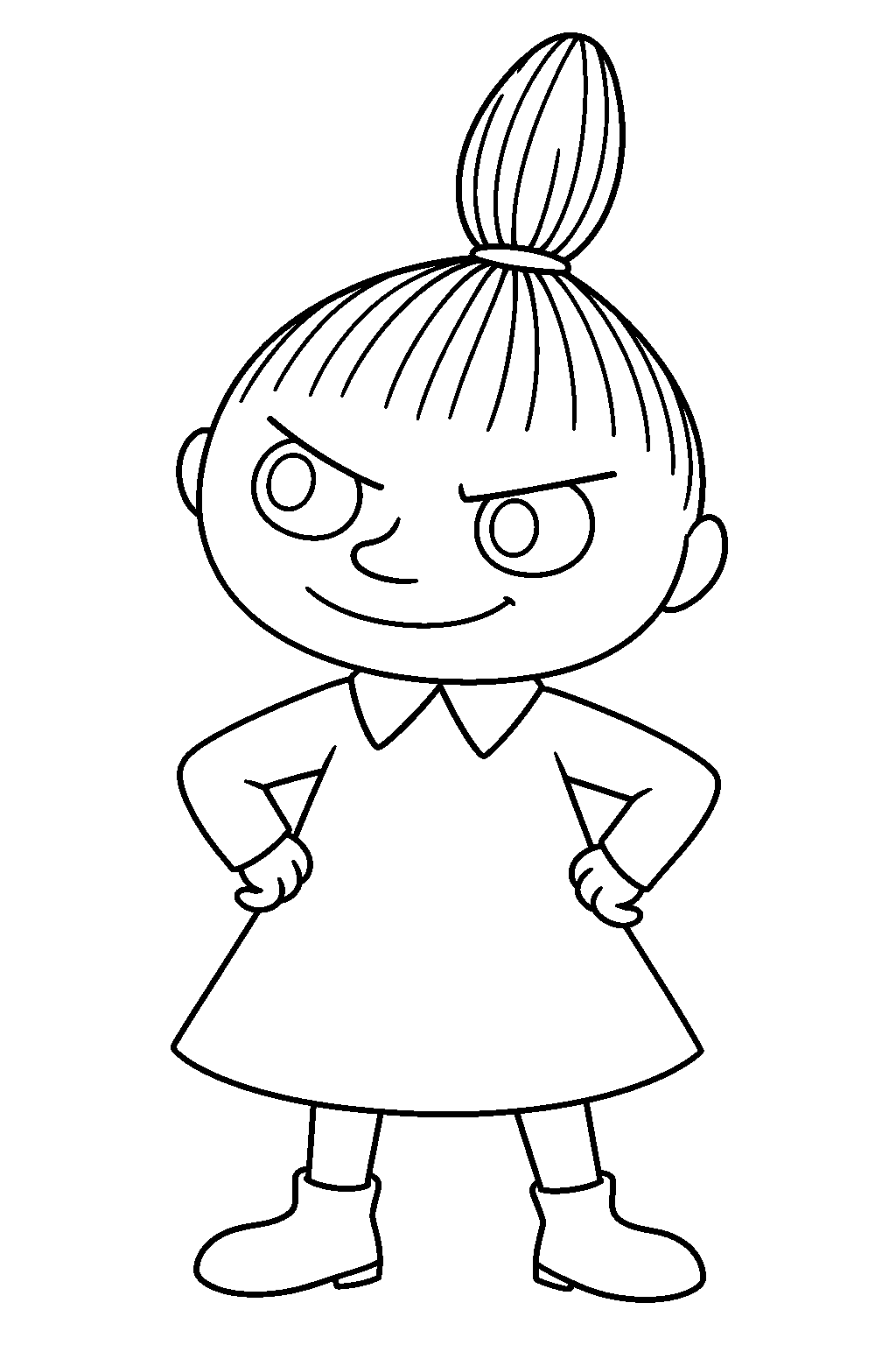 little my standing with her hands on her hips line art