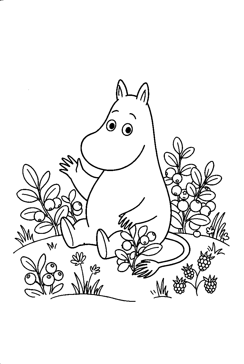 moomin in berry meadow line art