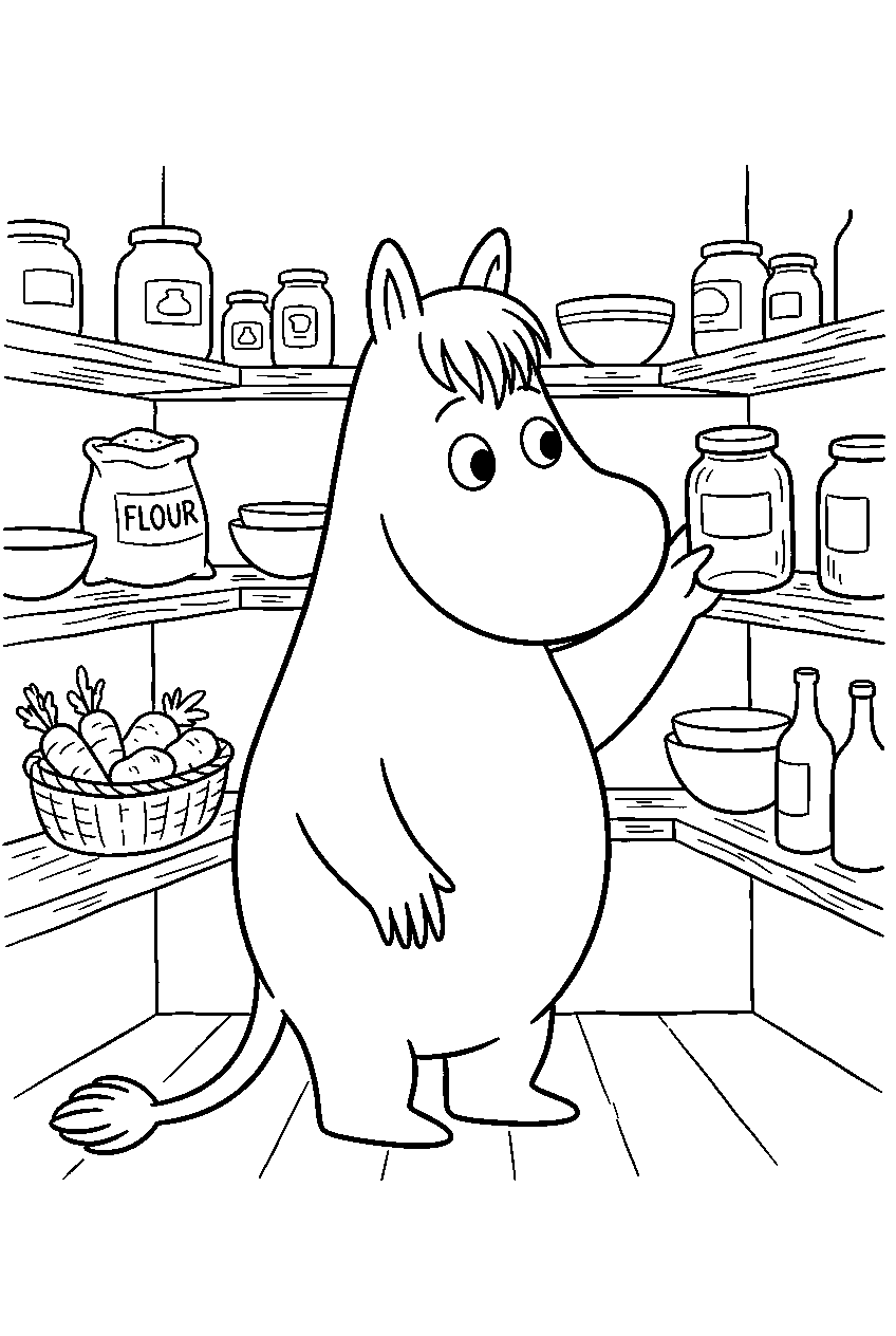 moomin in pantry line art