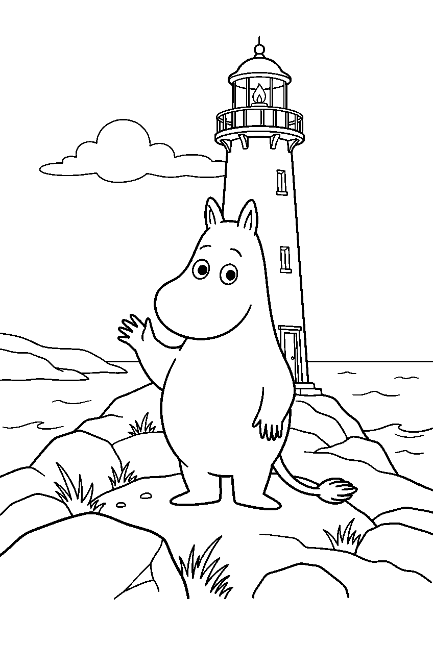 moomin on lighthouse island line art