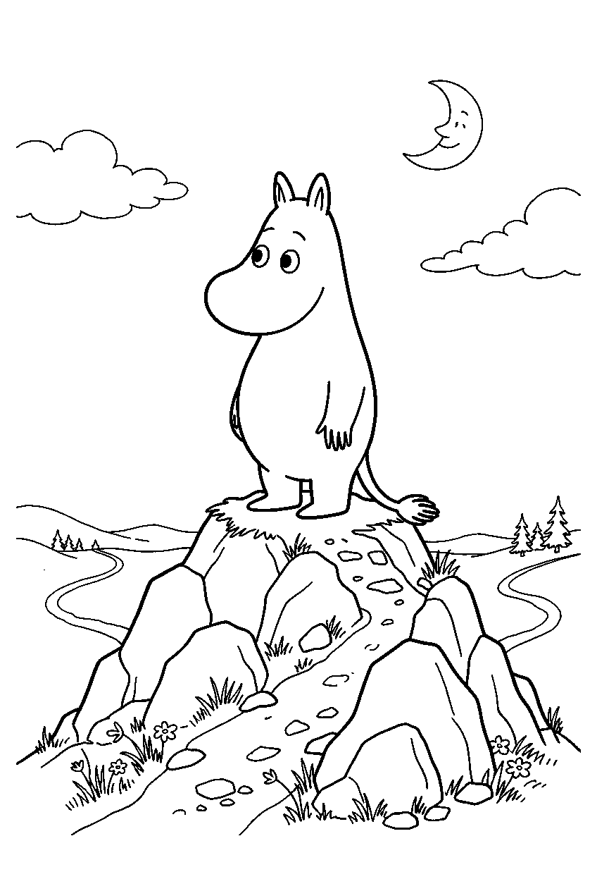 moomin on lonely mountain line art