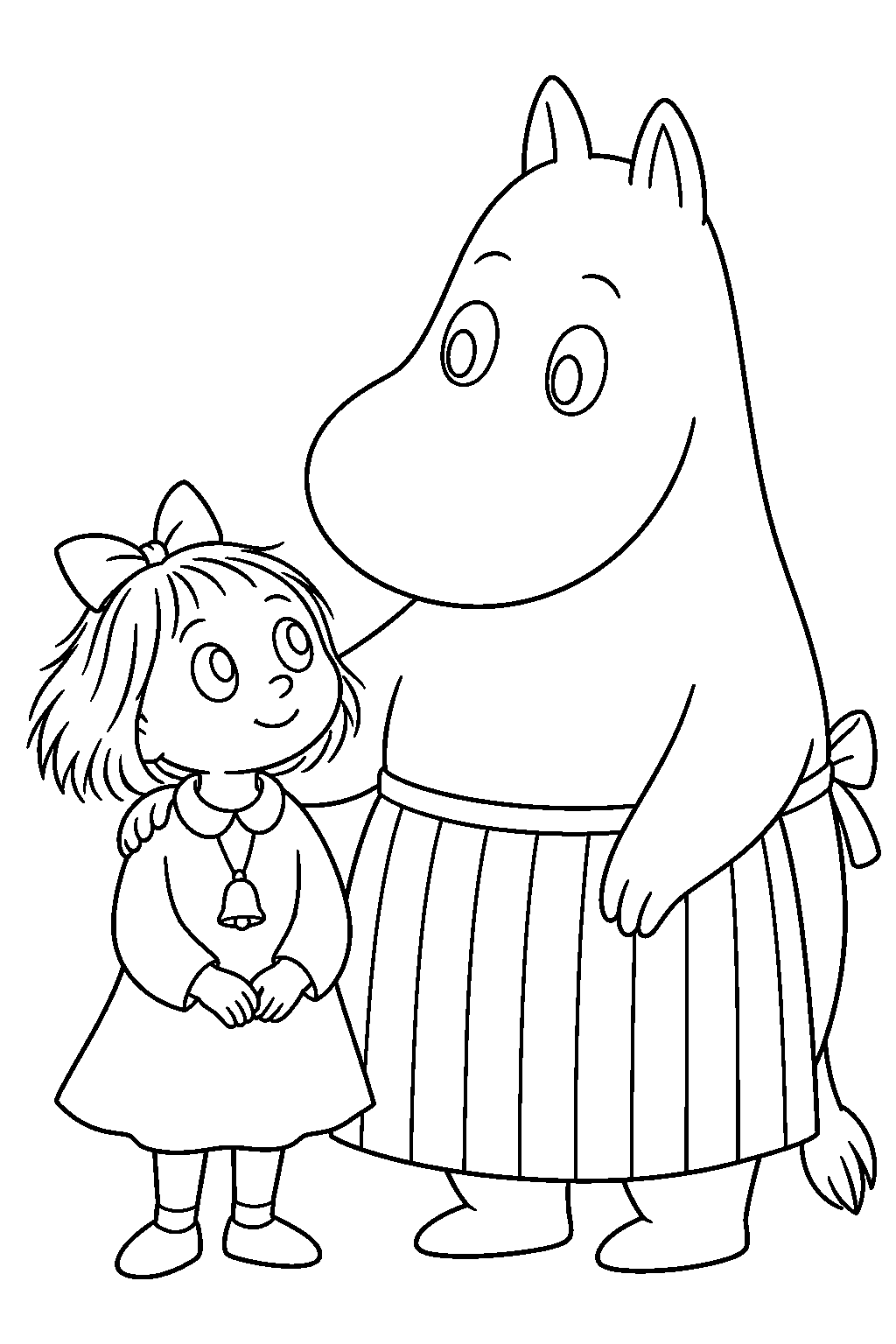 ninny standing beside moominmamma after becoming visible line art