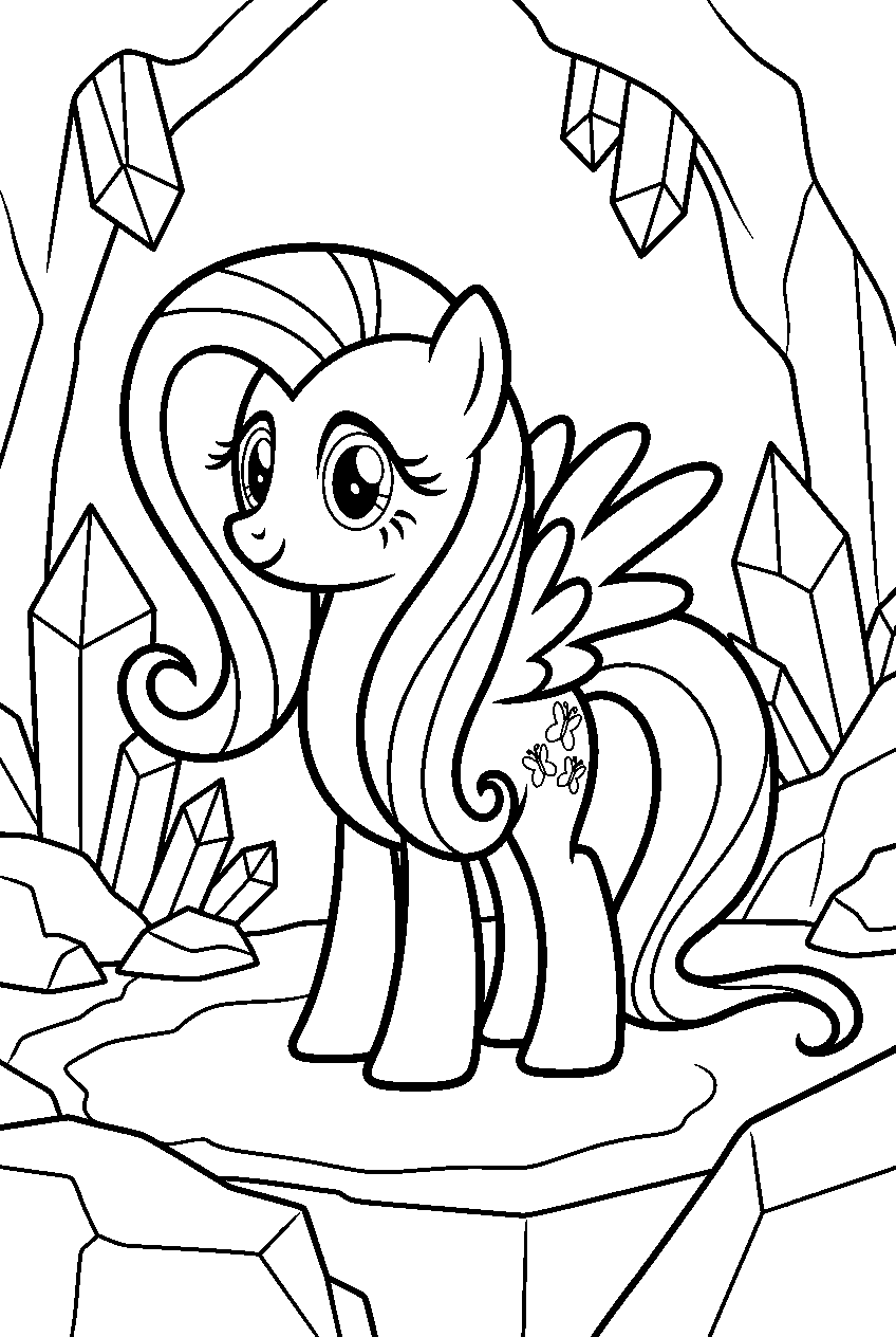my little pony fluttershy in crystal cave line art