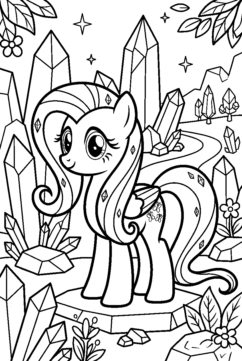 my little pony fluttershy in crystal valley line art