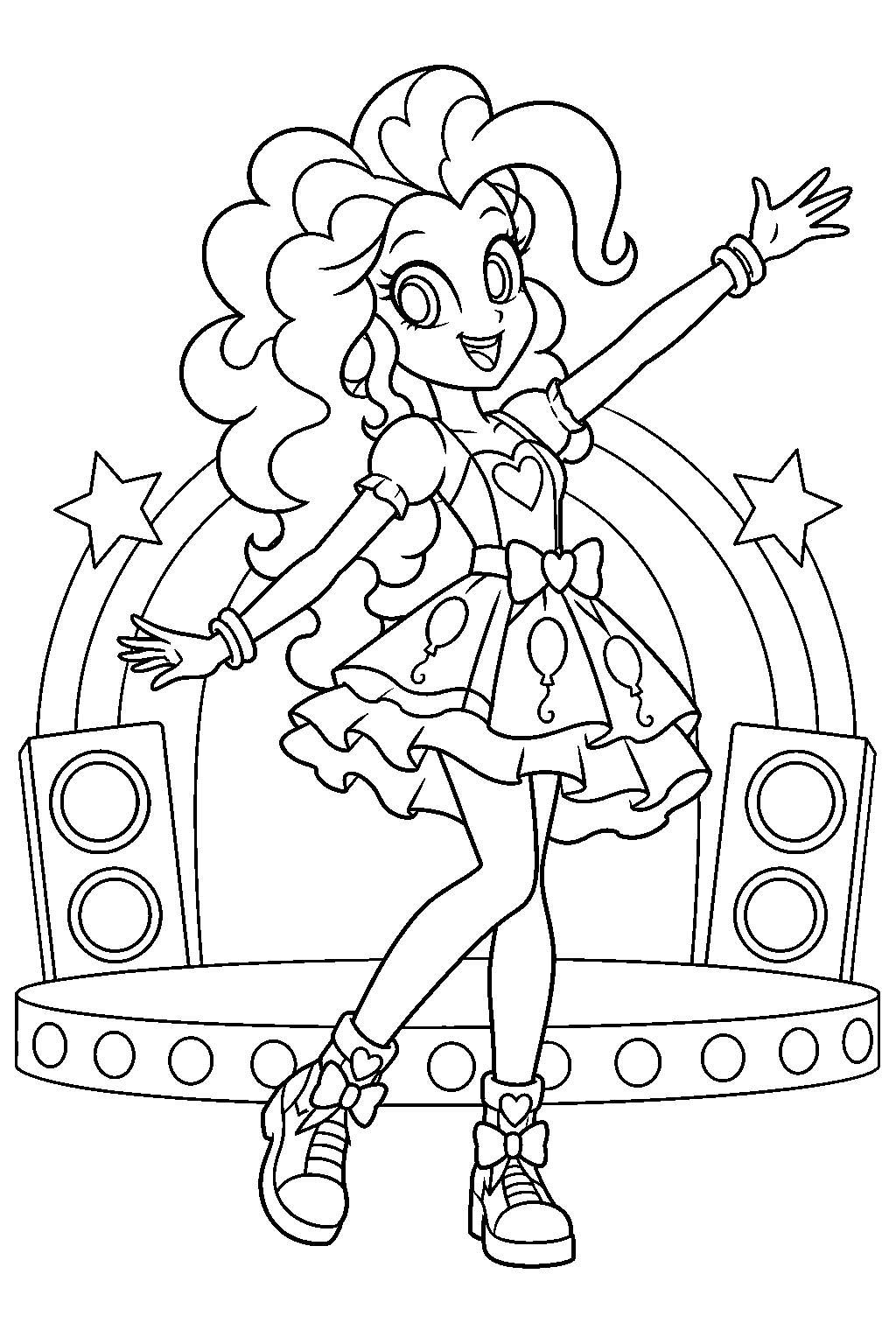 equestria girls pinkie pie dancing in her dance magic music video costume line art