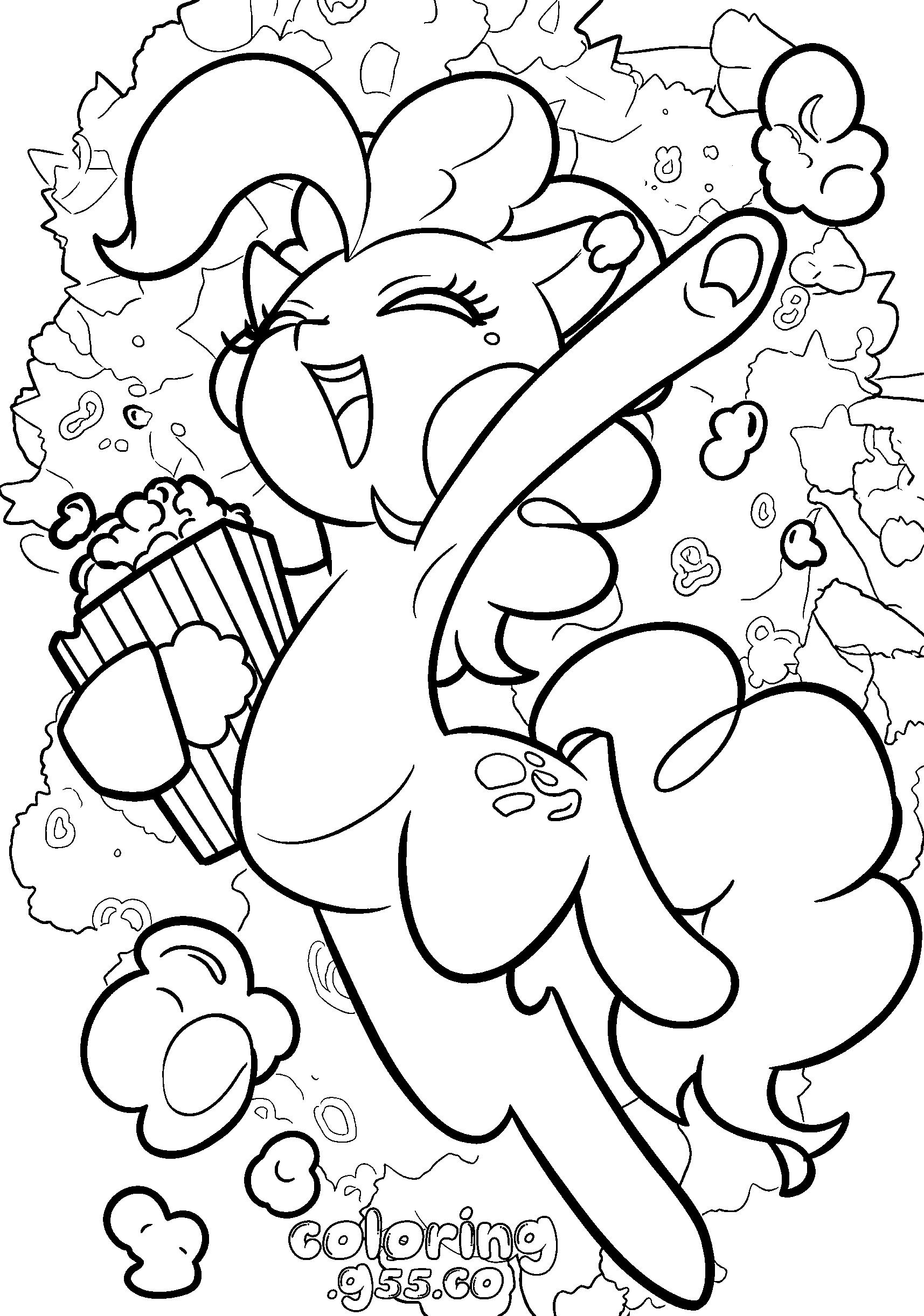 fun my little pony pinkie pie popcorn explosion party line art