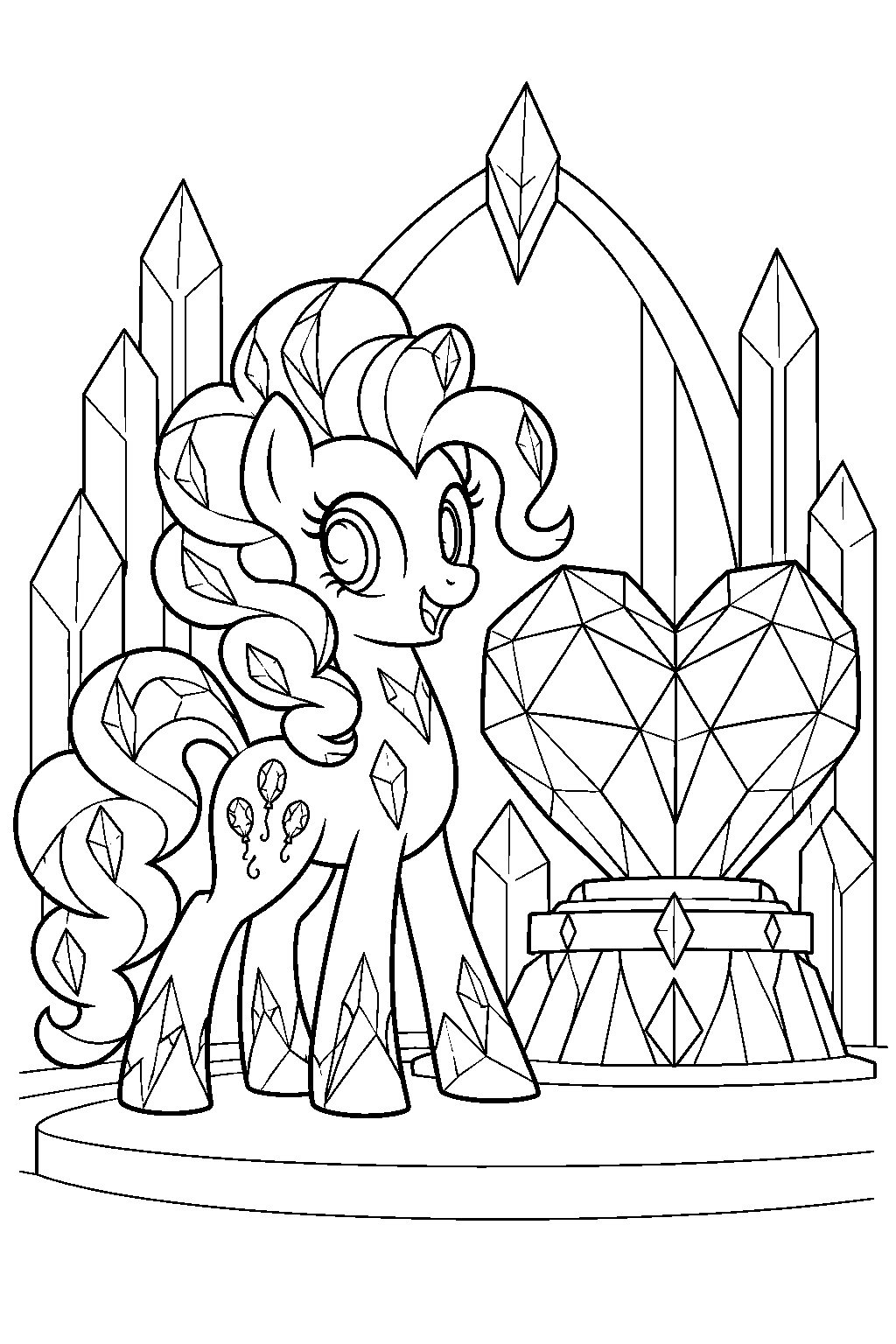 my little pony pinkie pie as a crystal pony beside the crystal heart line art