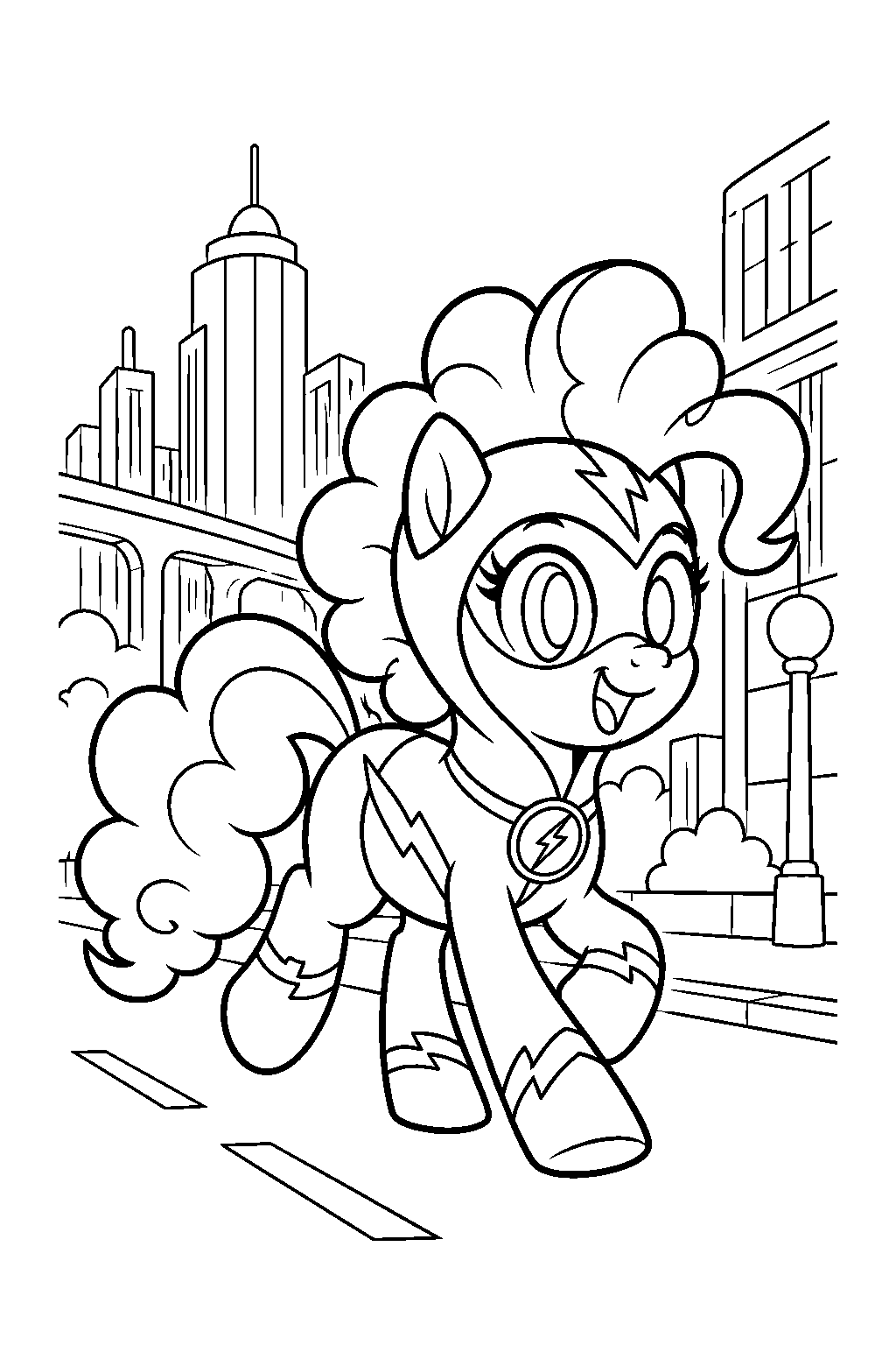 my little pony pinkie pie as fili second running through maretropolis line art