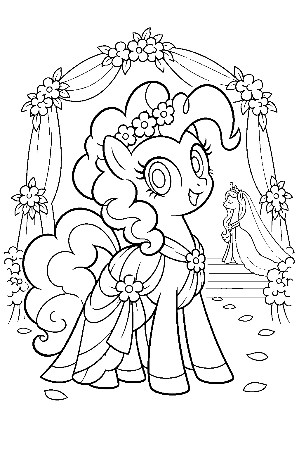 my little pony pinkie pie in her bridesmaid dress at princess cadance s wedding line art