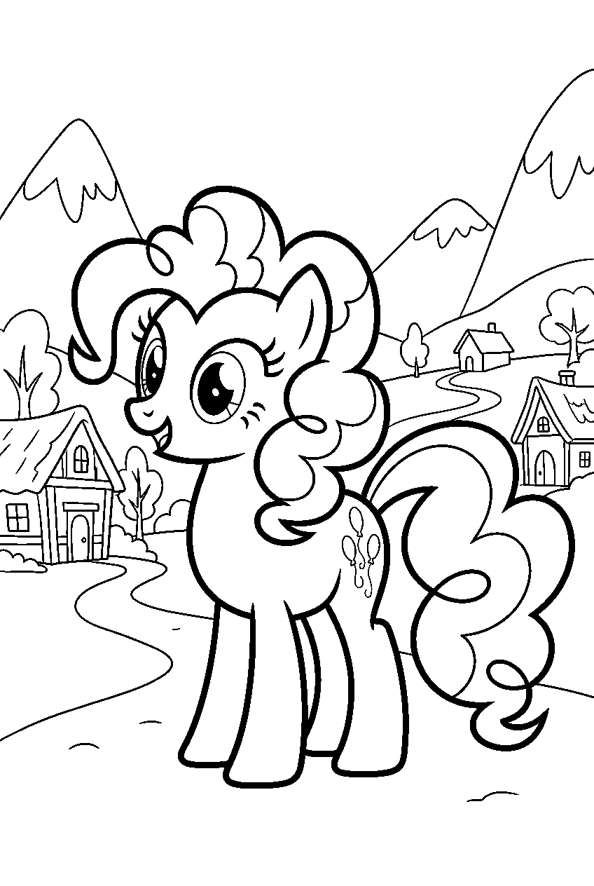 my little pony pinkie pie in mountain village line art