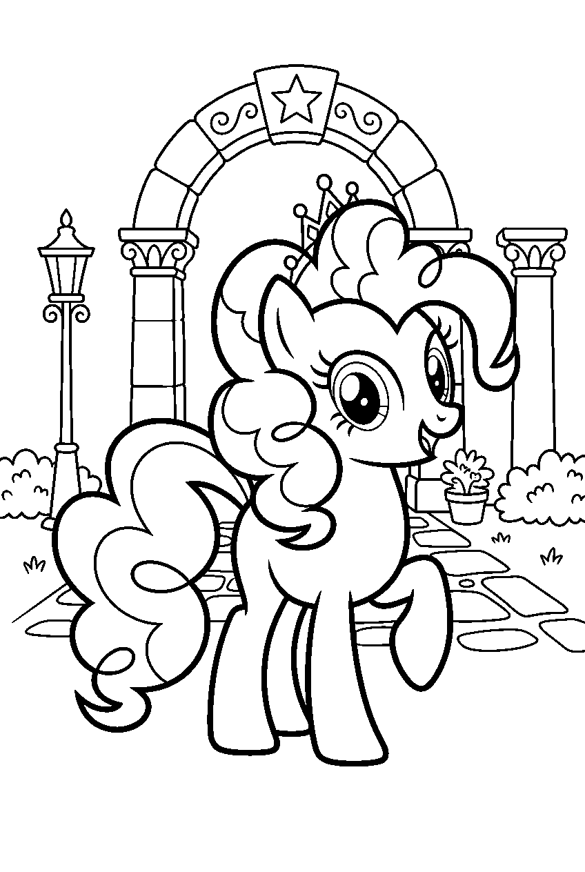 my little pony pinkie pie in royal courtyard line art