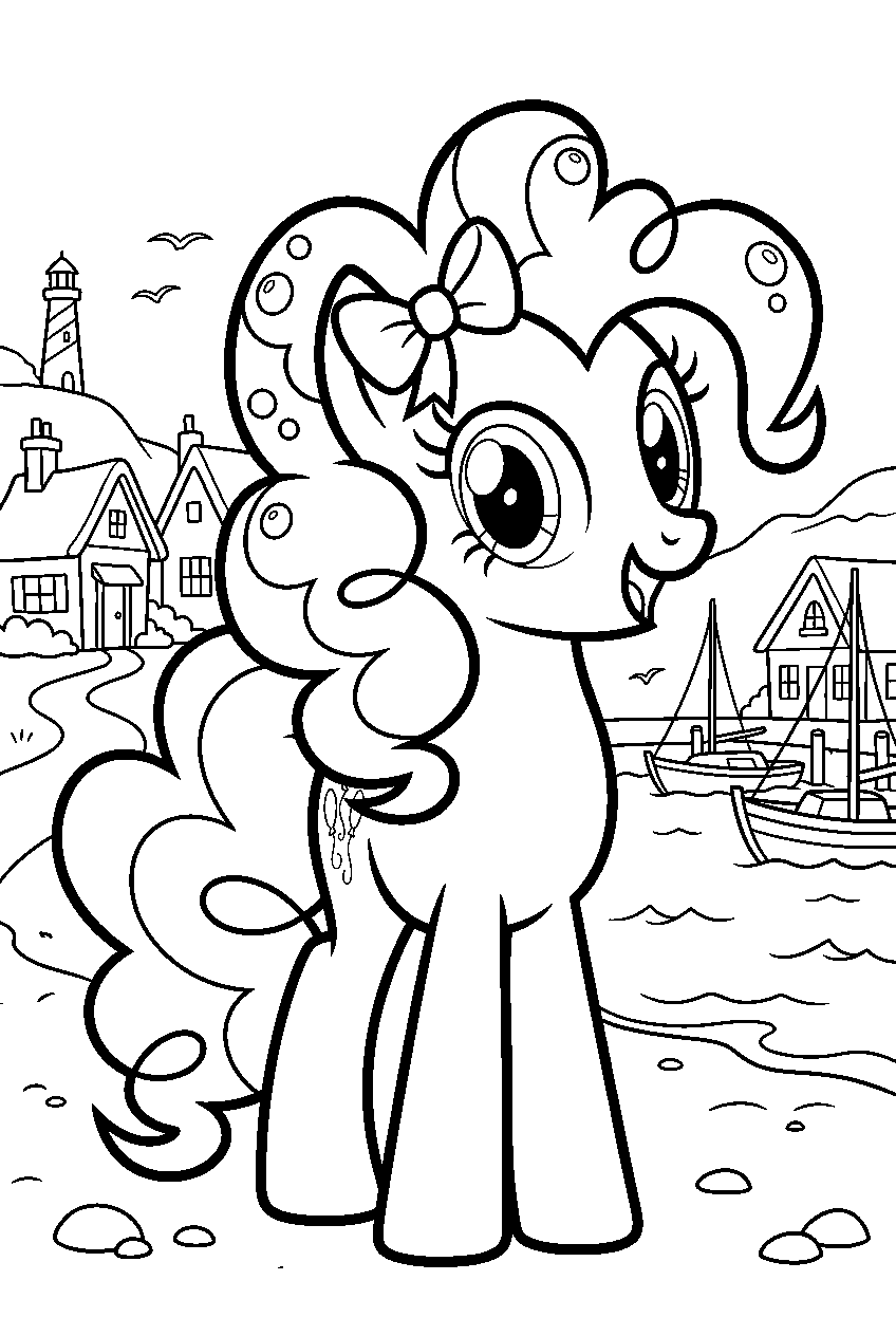 my little pony pinkie pie in seaside village line art