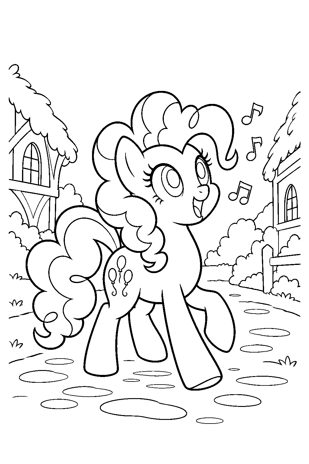 my little pony pinkie pie singing the smile song through ponyville line art