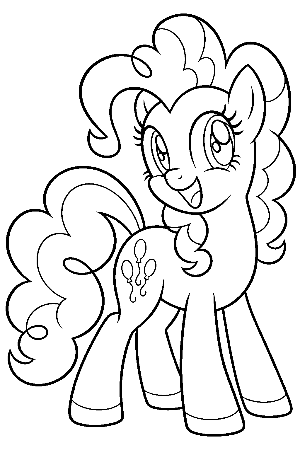 my little pony pinkie pie smiling with her three balloon cutie mark line art
