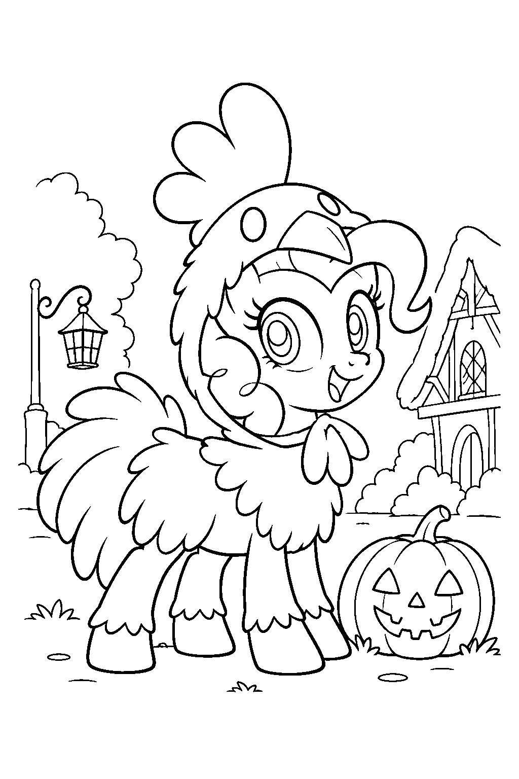 my little pony pinkie pie wearing her chicken costume on nightmare night line art