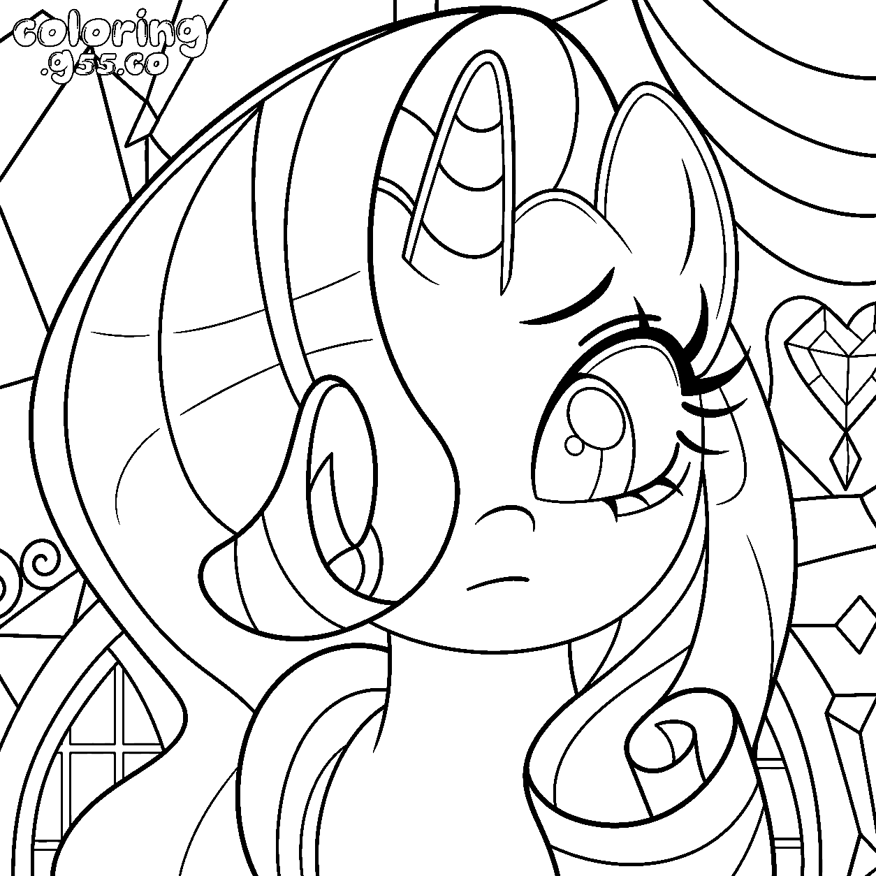 elegant my little pony rarity stained glass boutique portrait line art pdf