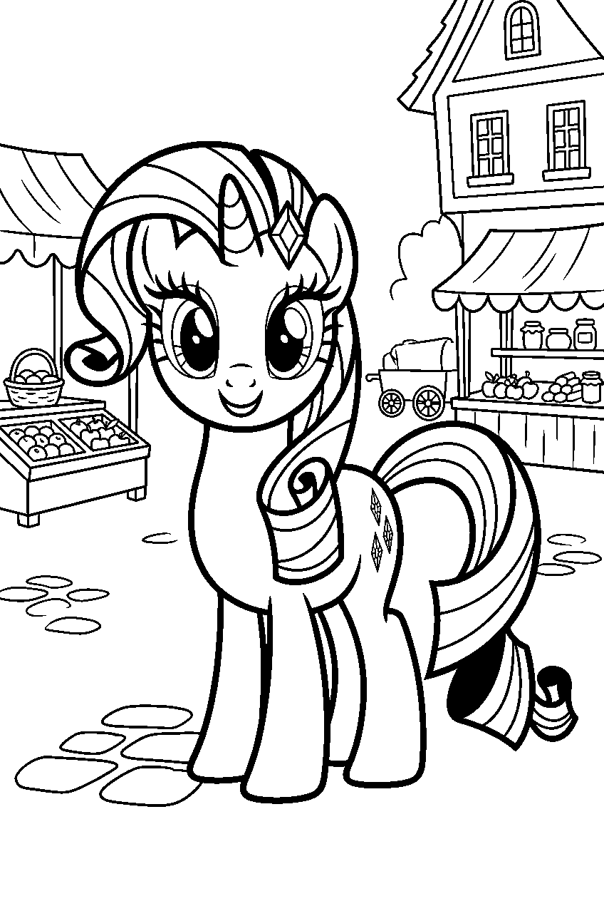 my little pony rarity in market square line art
