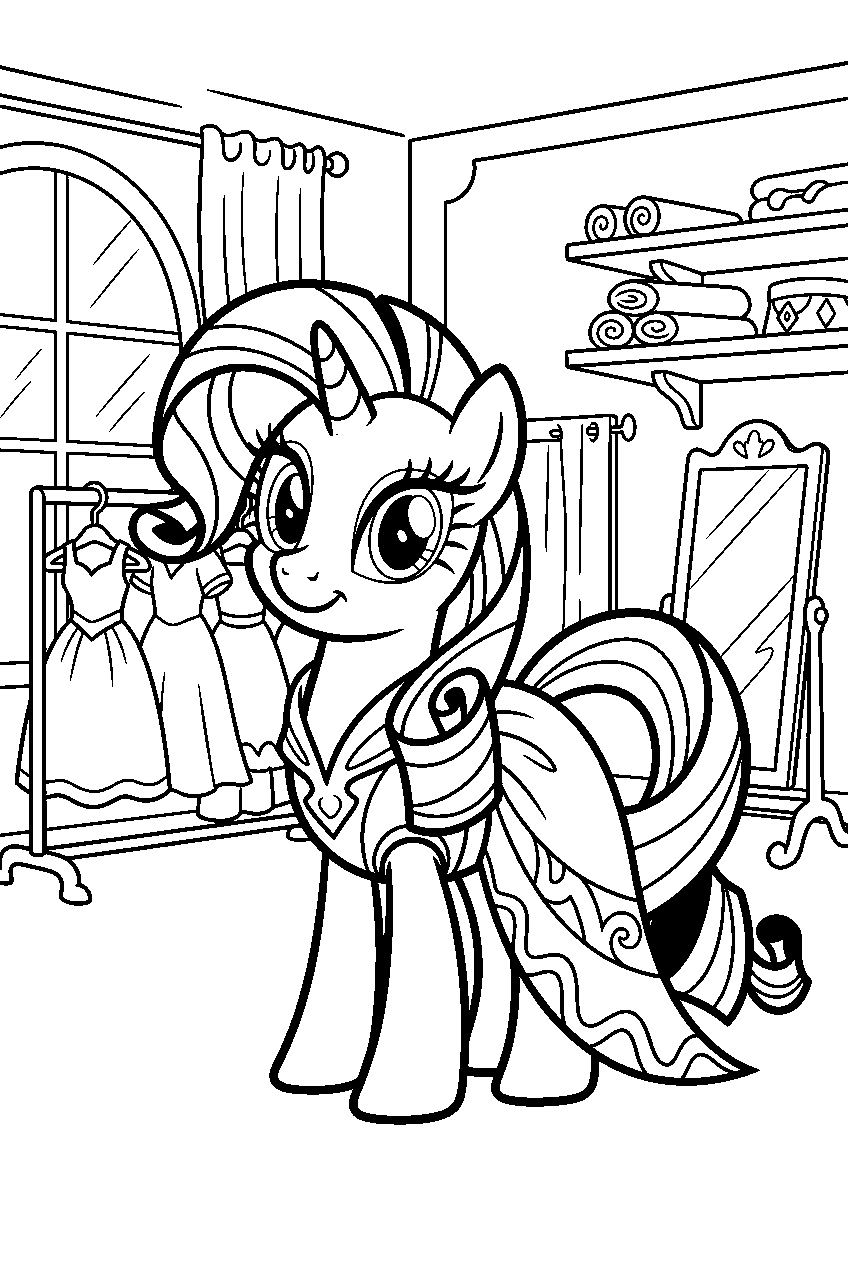 my little pony rarity in rarity s boutique line art