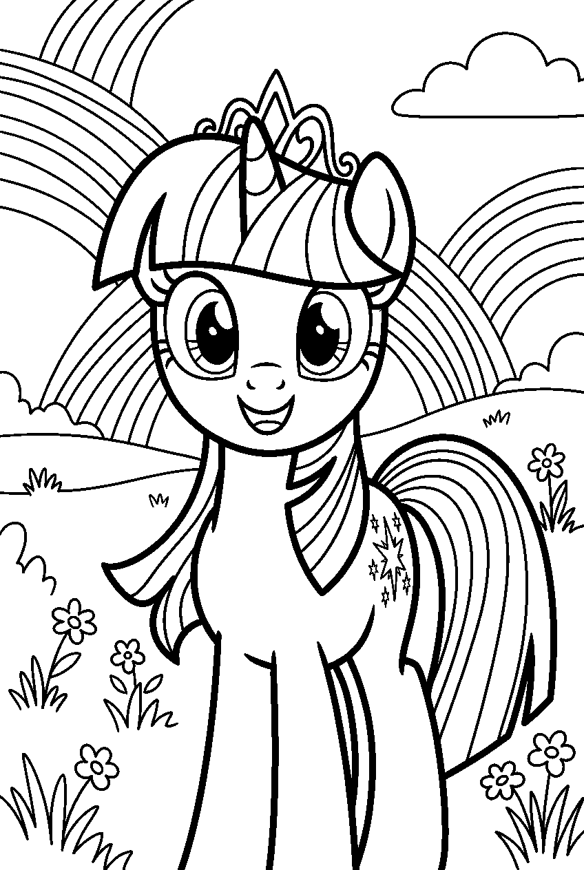 my little pony twilight sparkle in rainbow meadow line art