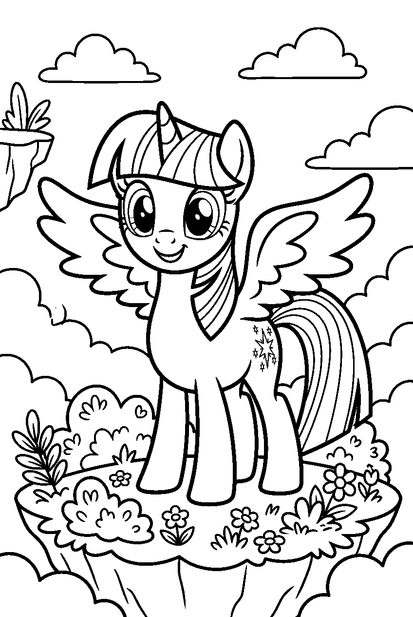 my little pony twilight sparkle in sky garden line art