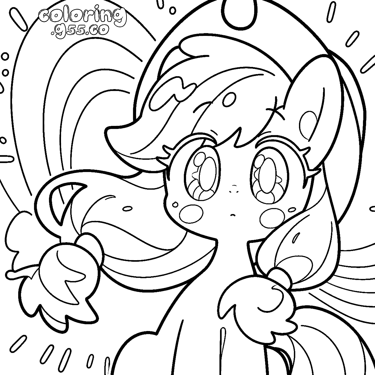 chibi my little pony applejack pom poms cheerleader line art