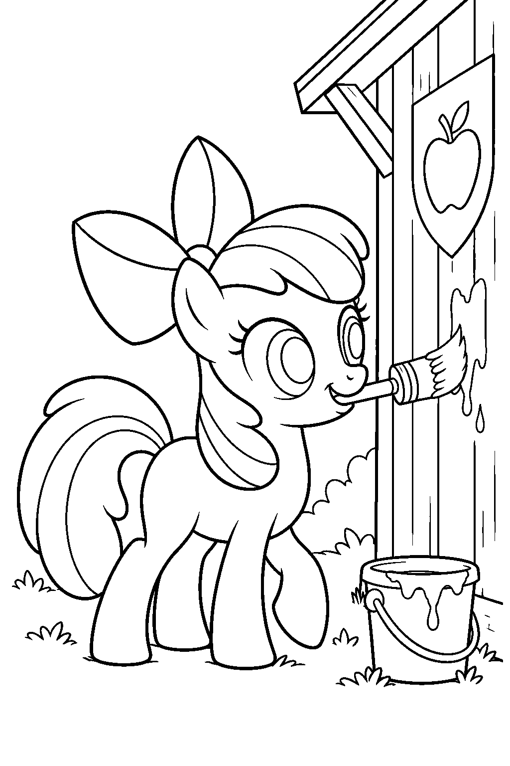 my little pony apple bloom painting the cutie mark crusaders clubhouse line art