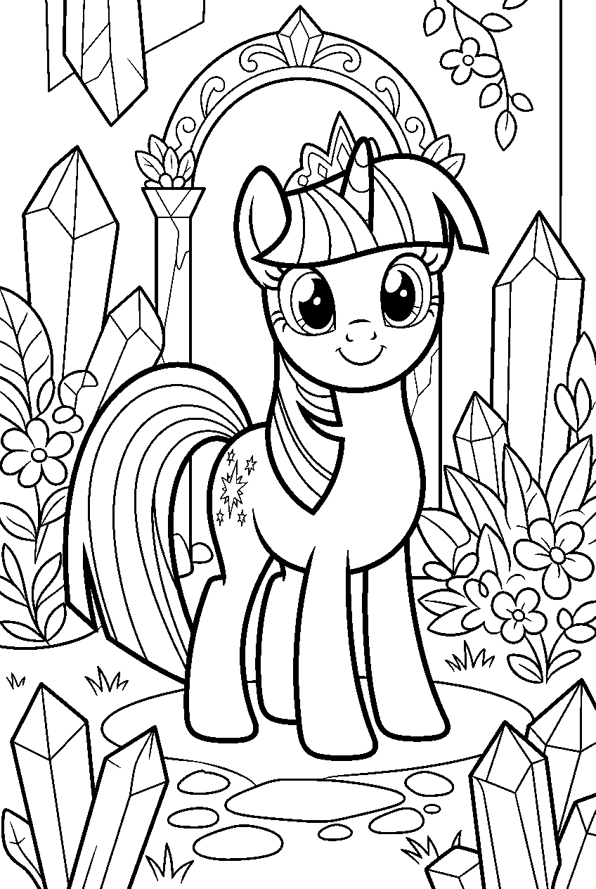 my little pony in crystal garden line art