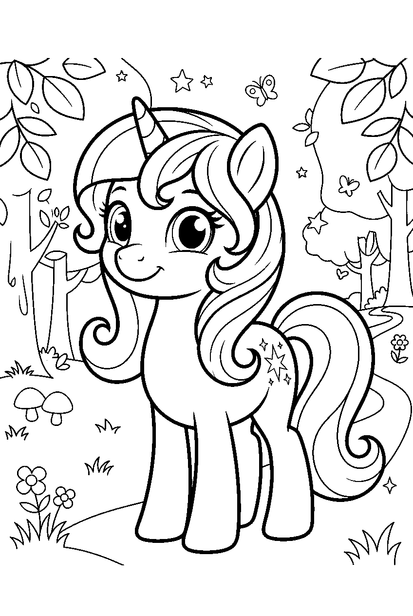 my little pony in enchanted forest line art