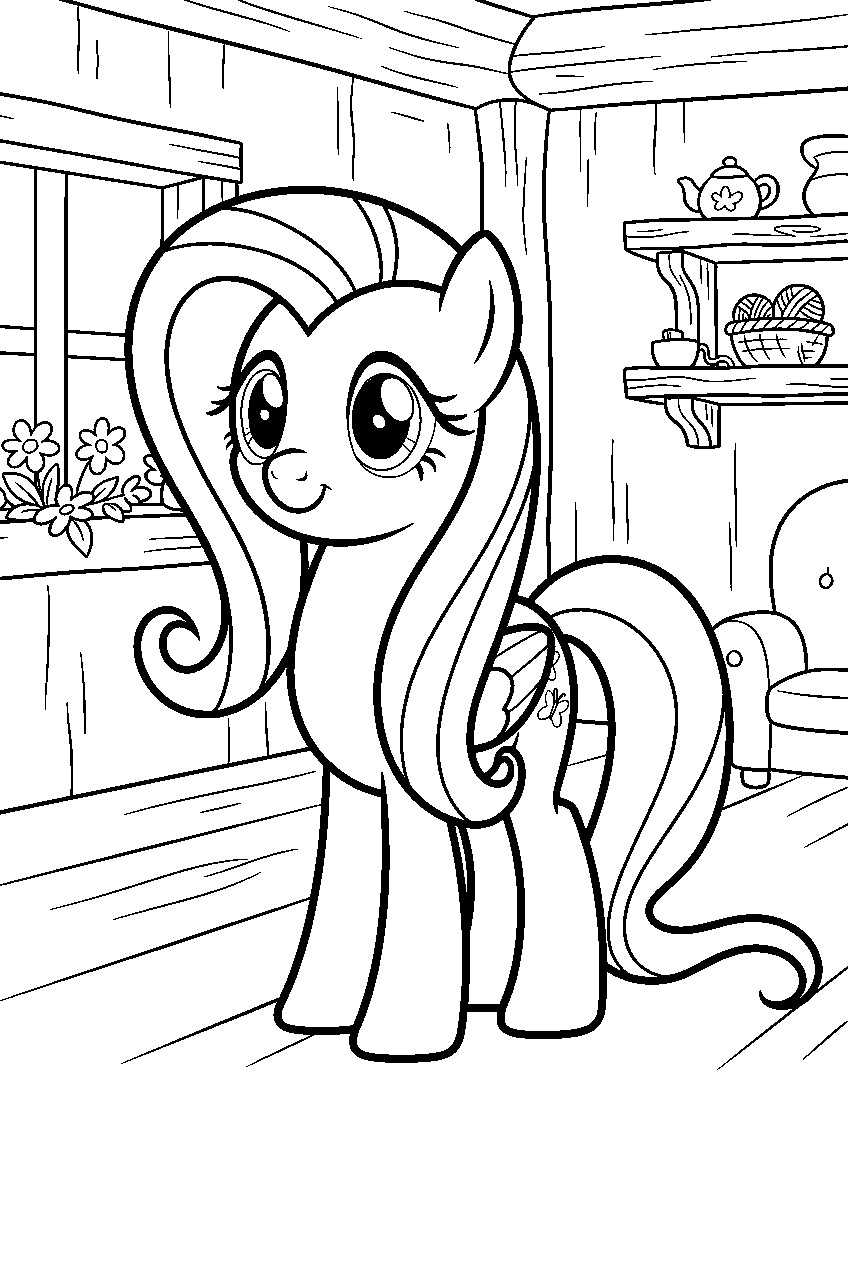 my little pony in fluttershy s cottage line art