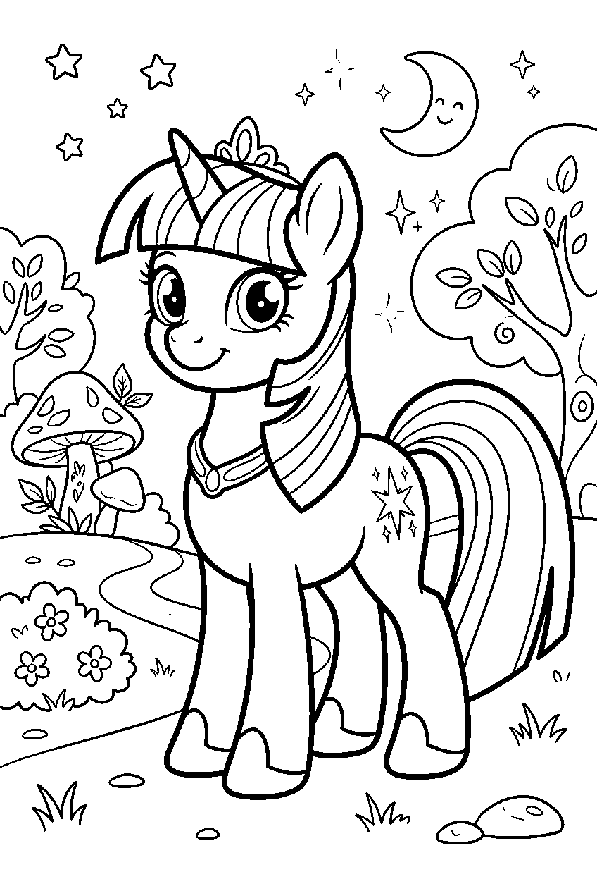 my little pony in magical forest line art