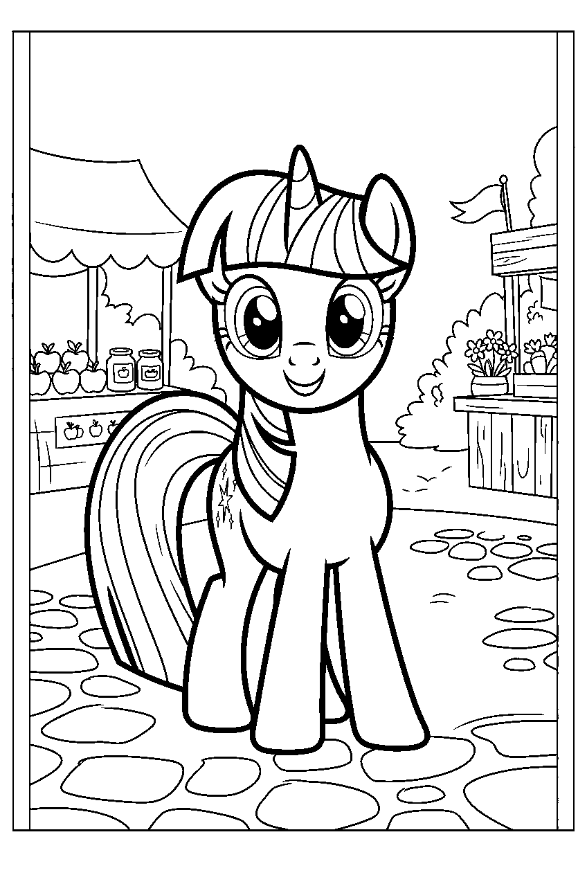 my little pony in market square line art