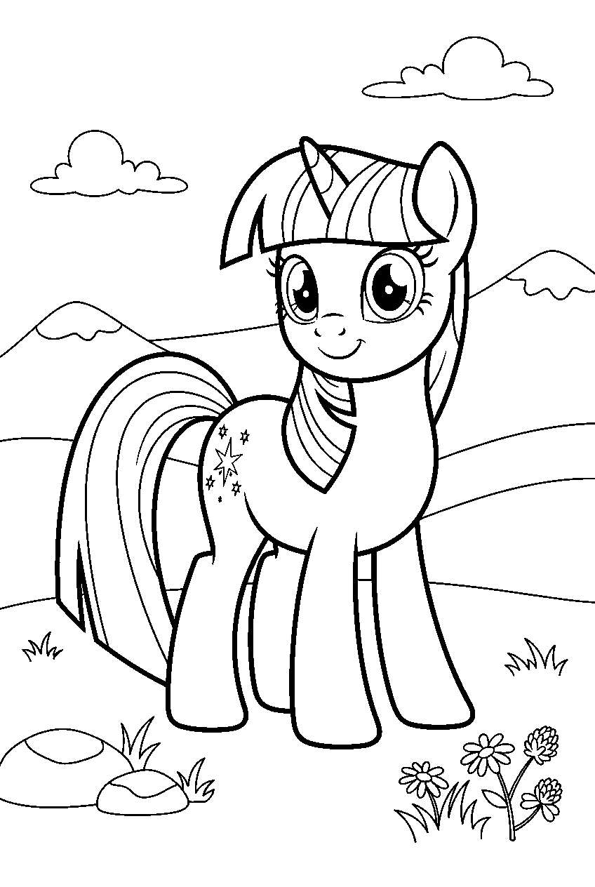 my little pony in mountain meadow line art