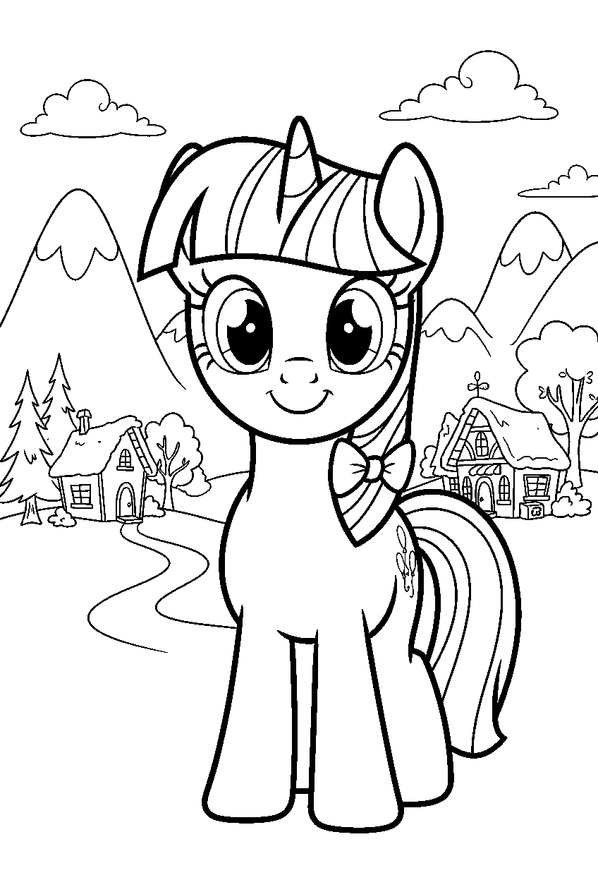 my little pony in mountain village line art