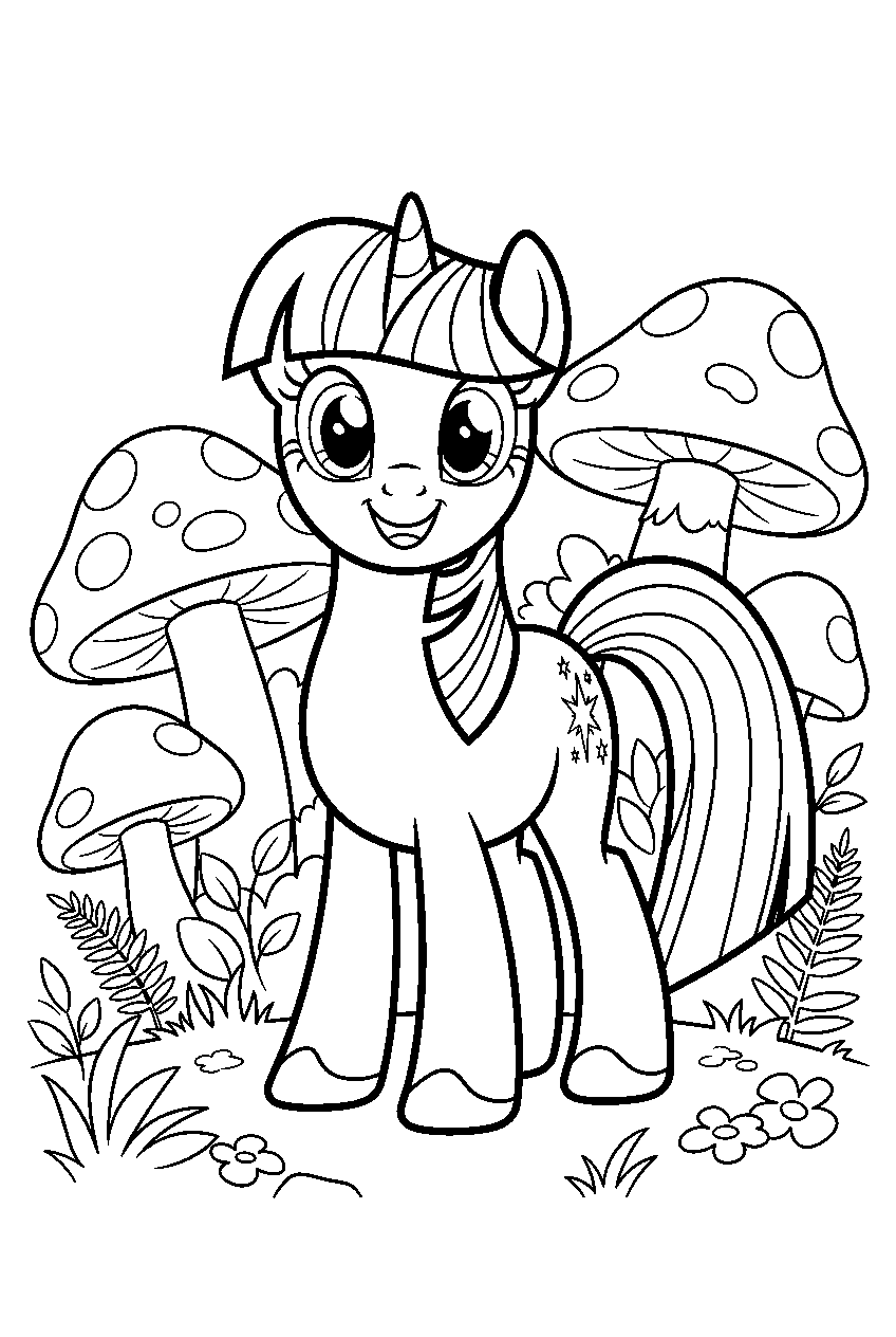 my little pony in mushroom grove line art