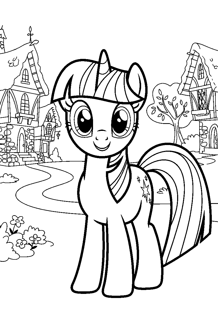 my little pony in pony village line art