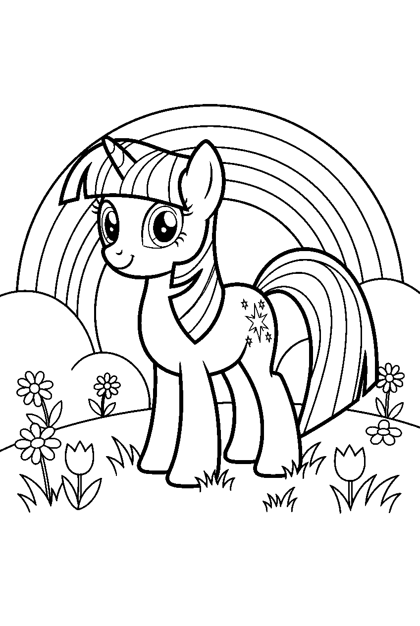 my little pony in rainbow meadow line art