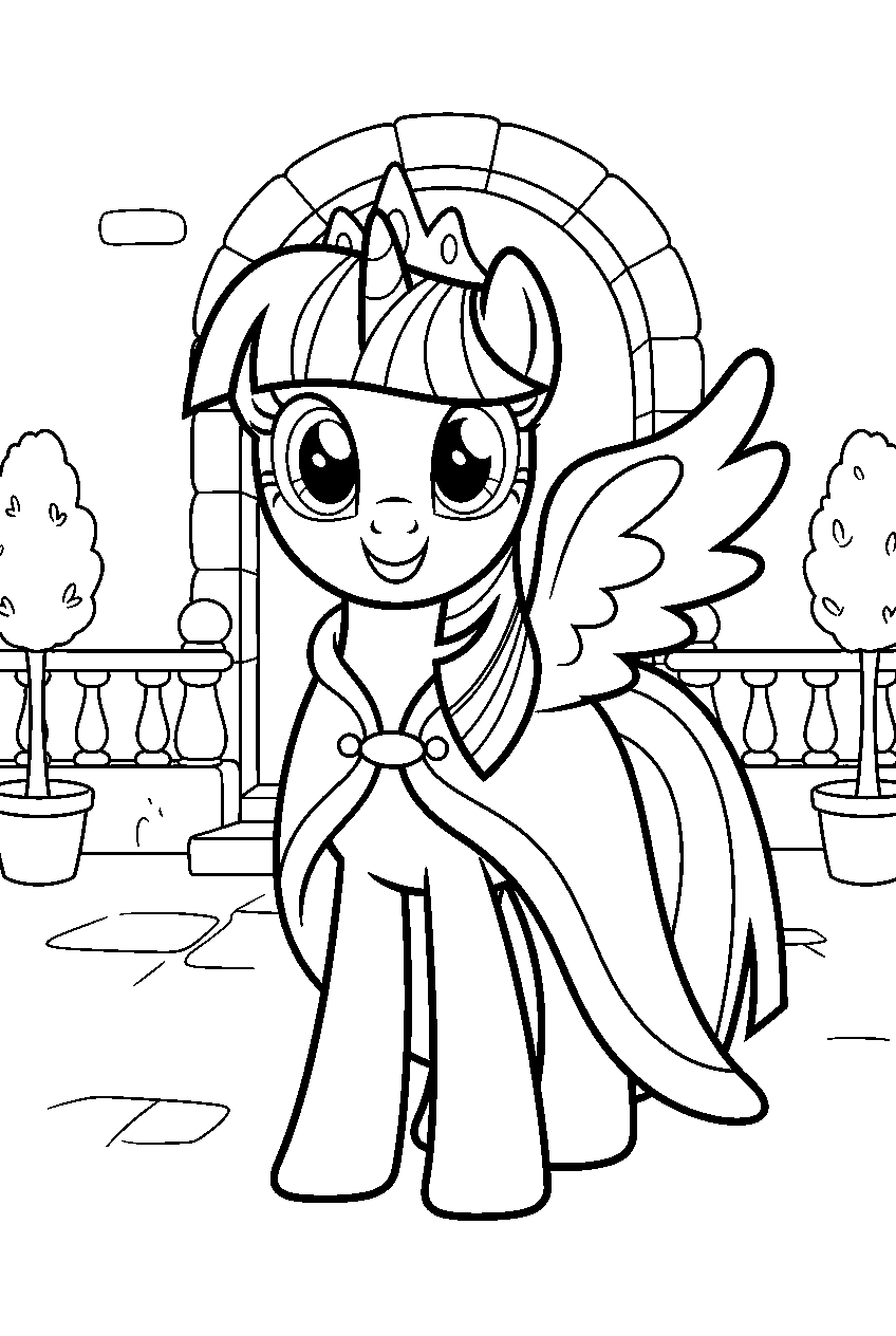 my little pony in royal courtyard line art