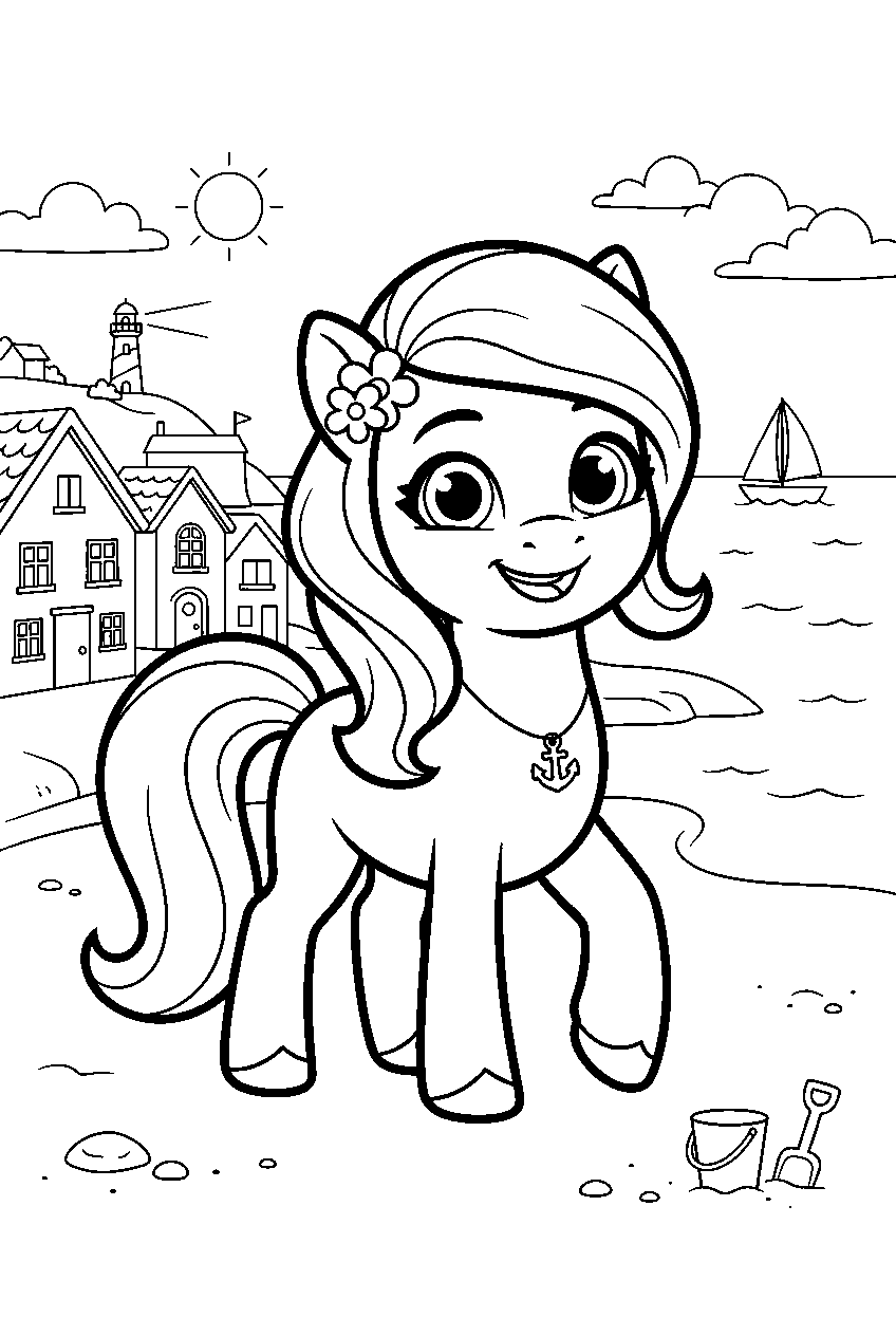 my little pony in seaside village line art