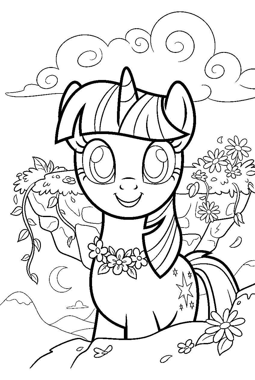 my little pony in sky garden line art