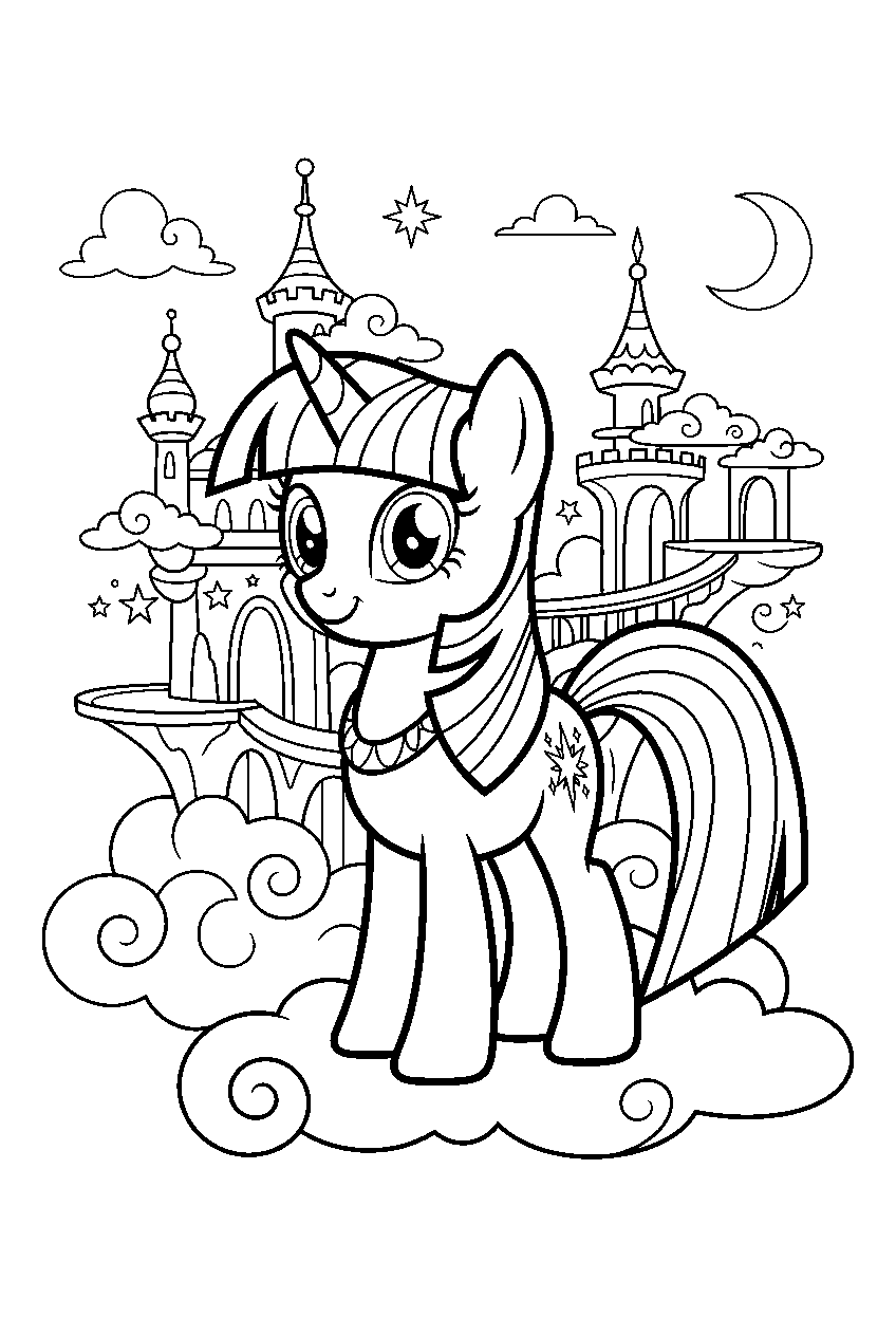 my little pony in sky palace line art