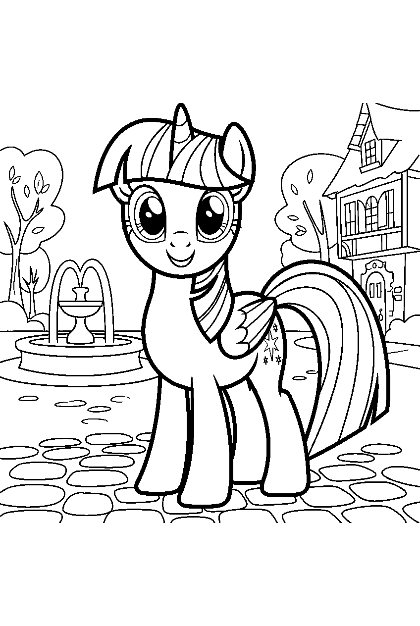 my little pony in town square line art
