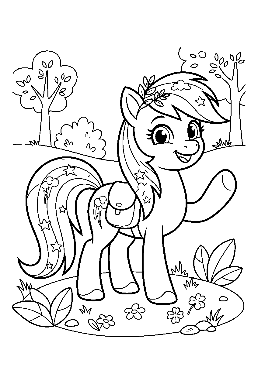 my little pony in woodland clearing line art