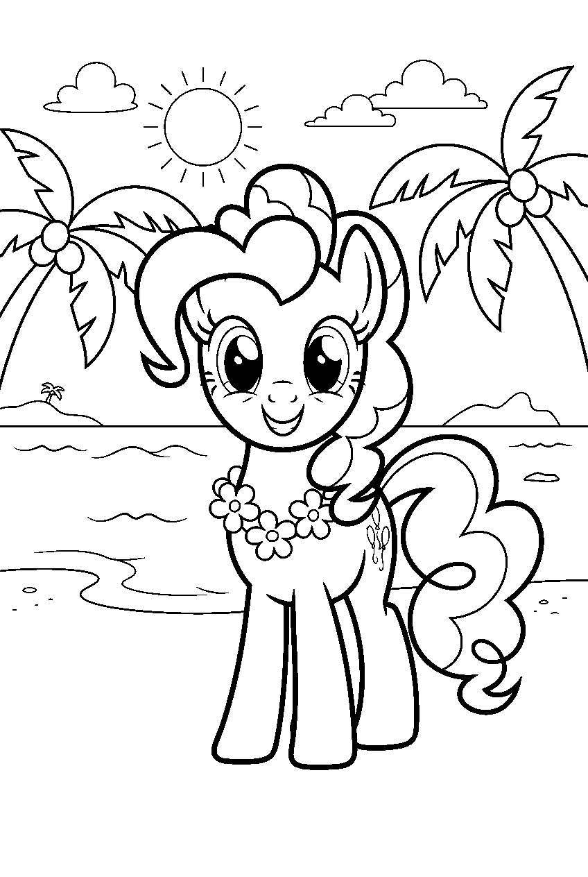 my little pony on tropical island line art