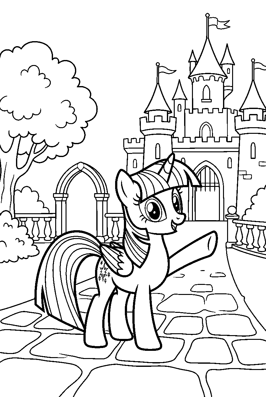 my little pony pointing in royal courtyard line art