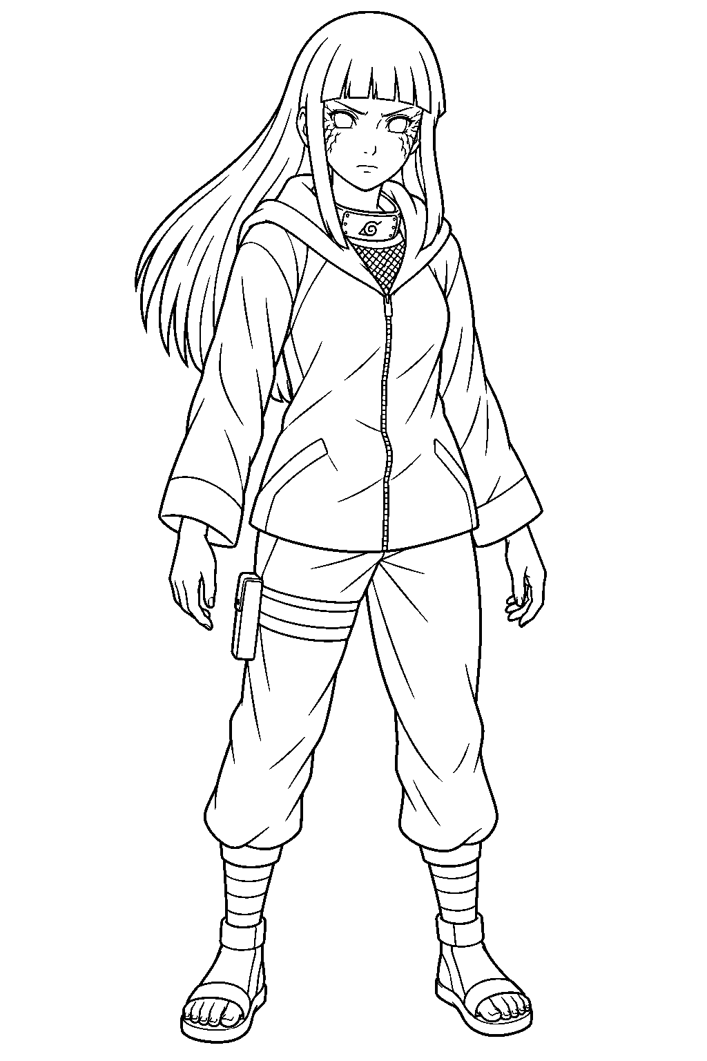 hinata hyuga activating her byakugan line art