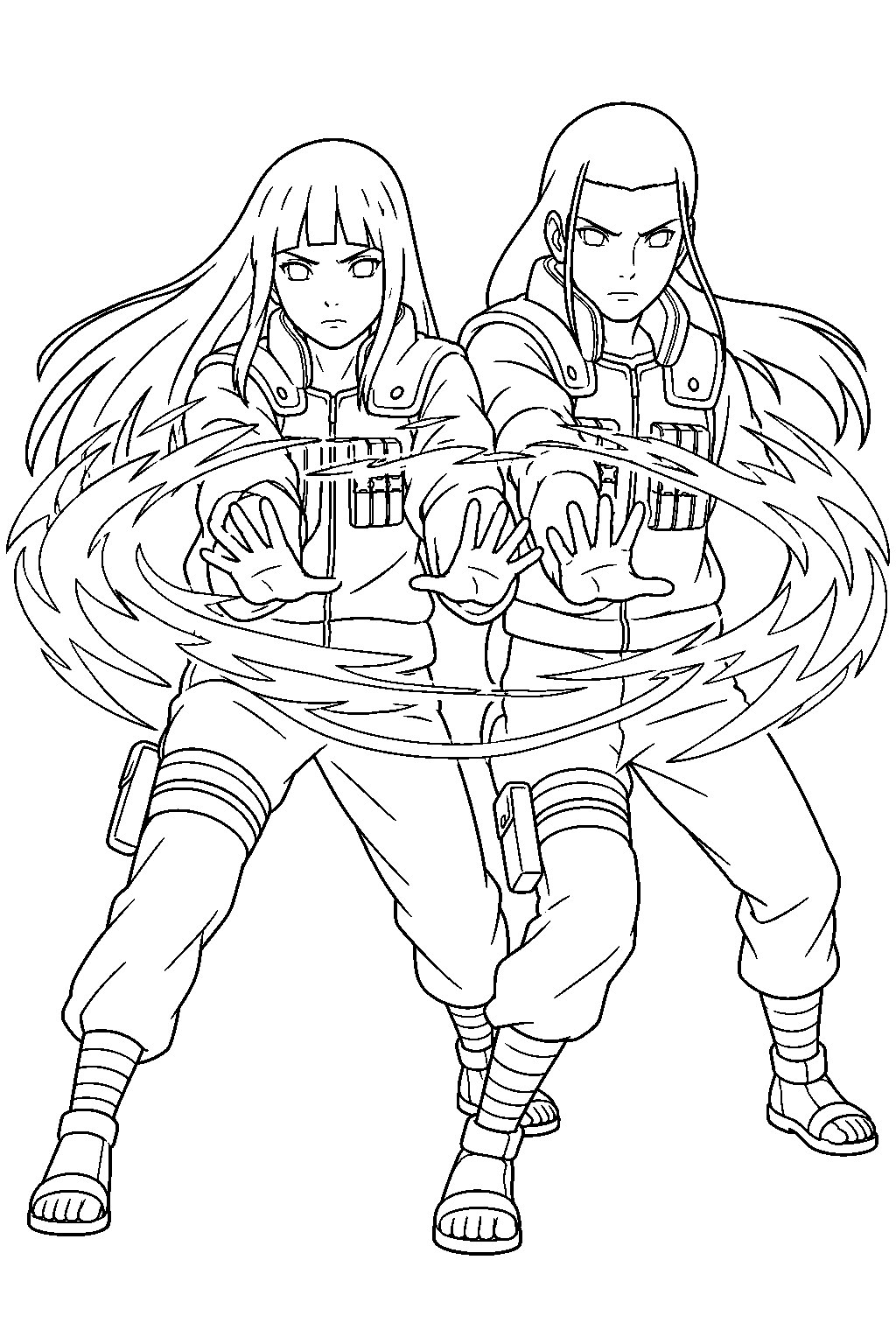 hinata hyuga combining eight trigrams vacuum wall palm with neji line art