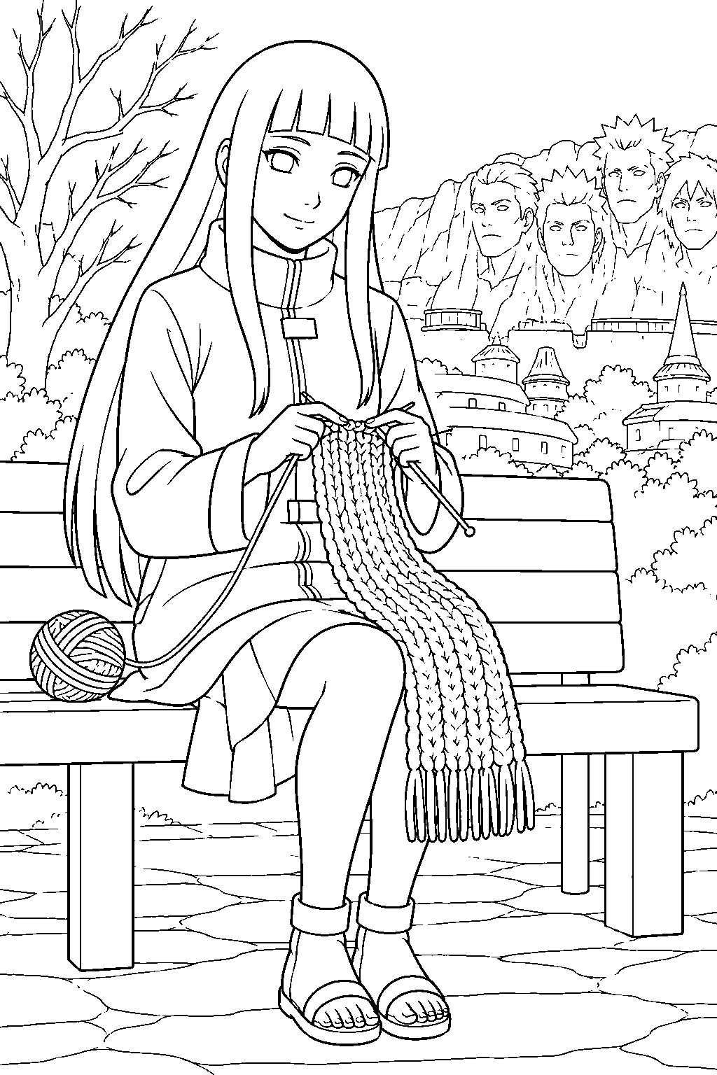 hinata hyuga knitting naruto s scarf in the last line art