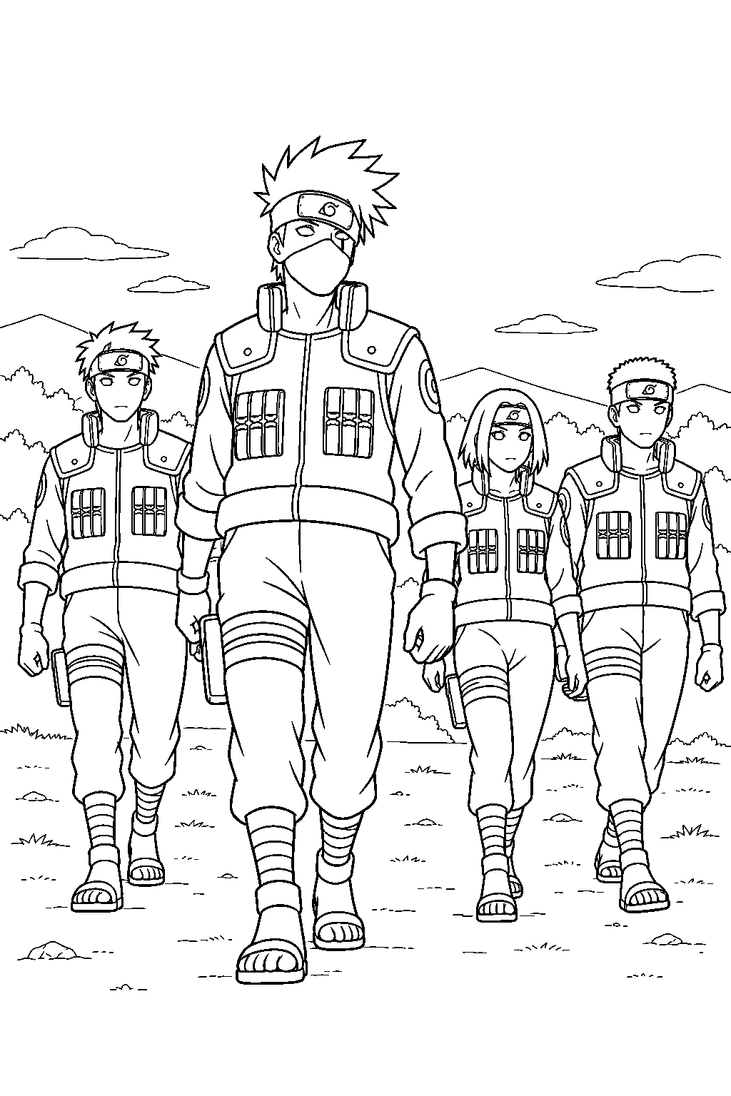 kakashi hatake leading the allied shinobi forces third division line art