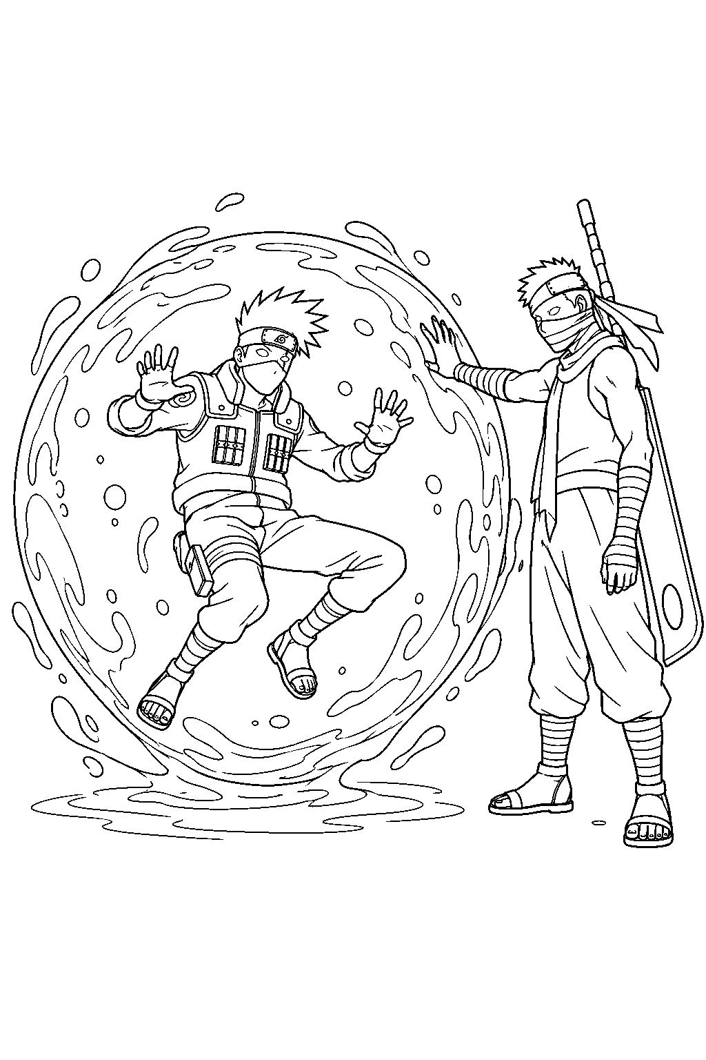 kakashi hatake trapped inside zabuza s water prison line art