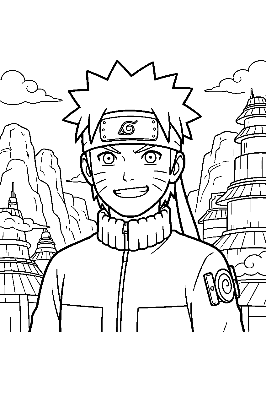 naruto in cloud village line art